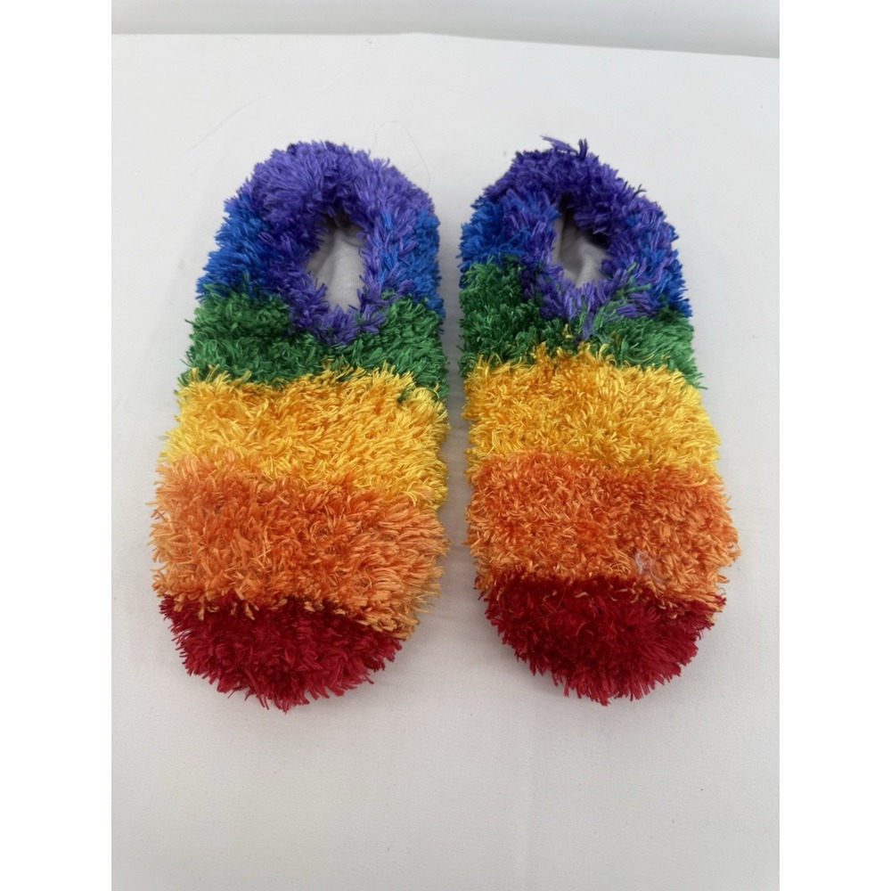 Fuzzy Slipper Socks Rainbow Soft Comfortable Non Slip Unisex Womens Mens